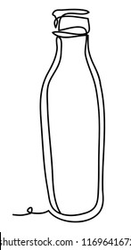 Bottles Vector illustration isolated on white background. Continuous line drawing. Vector monochrome, drawing by lines