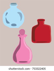 Bottles. Vector illustration. Three bottles on background