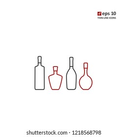 Bottles - vector thin line icon on white background. Symbol for web, infographics, print design and mobile UX/UI kit. Vector illustration, EPS10.