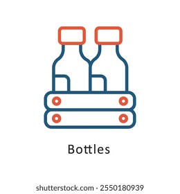 Bottles Vector Two Color Outline IconIcon. Eps 10 file