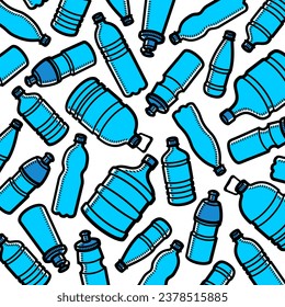 Bottles water background, pattern set. Collection icon bottles water. Vector