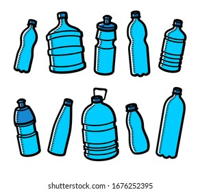 Bottles water set. Collection icon bottles water. Vector