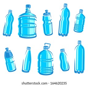 Bottles water set. Vector 