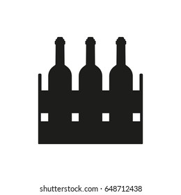 Bottles of wine in box on white background. Vector illustration.