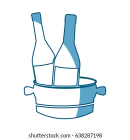bottles wine with bucket cold shadow