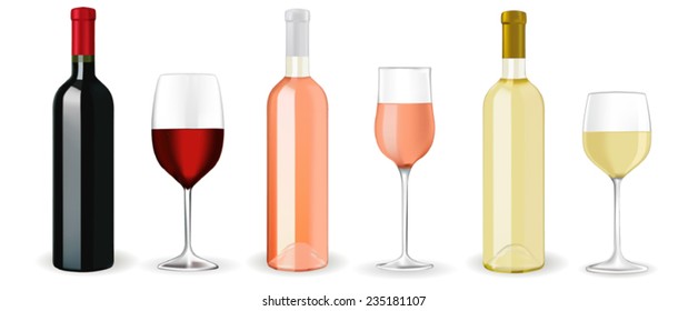Bottles of wine with glasses