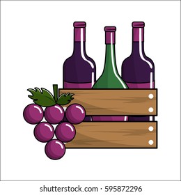 bottles wine and grape icon