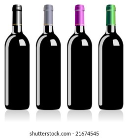 Bottles of wine isolated over white background