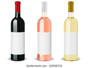 Bottles of wine - red, white and rose