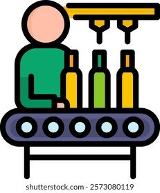Bottling Icon Lineal Color Vector Illustration