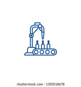 Bottling line line icon concept. Bottling line flat  vector symbol, sign, outline illustration.