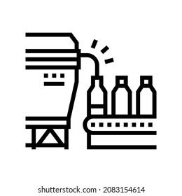 bottling maple syrup conveyor line icon vector. bottling maple syrup conveyor sign. isolated contour symbol black illustration