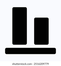 Bottom Align Tool Icon, Alignment, Isolated Silhouette Vector Icon.