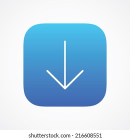 Bottom arrow icon in line style on the rounded button