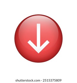 Signo de icono rojo de flecha inferior. Ilustración vectorial