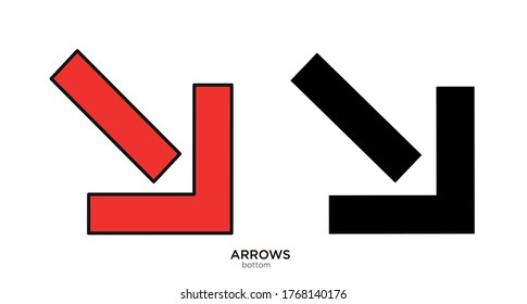 Bottom arrow vector illustration lineal color and filled design