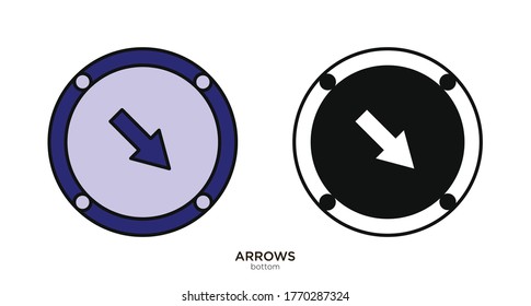 Bottom arrow vector illustration lineal color and filled design