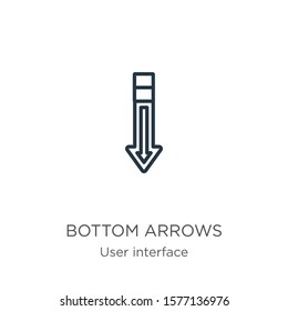 Bottom arrows icon. Thin linear bottom arrows outline icon isolated on white background from user interface collection. Line vector sign, symbol for web and mobile