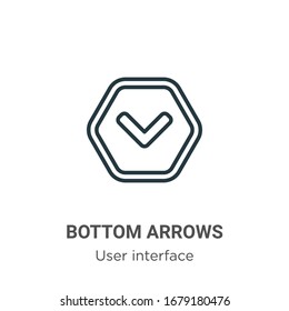 Bottom arrows outline vector icon. Thin line black bottom arrows icon, flat vector simple element illustration from editable user interface concept isolated stroke on white background