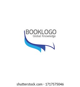 Parte inferior del logo del libro azul sobre fondo blanco: vector conceptual de la educación.