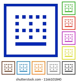 Bottom border flat color icons in square frames on white background