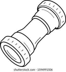 Bottom bracket. Bicycle part. Vector outline icon.