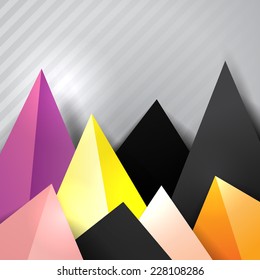 Bottom colorful triangle decorative border; geometric vector background for flyer, presentation,  banner or cover design