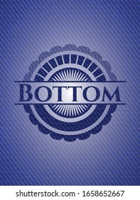 Bottom emblem with jean high quality background. Vector Illustration. Detailed.