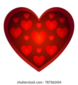 Bottom Gradient Big Red Heart Round Valentine's day Vector