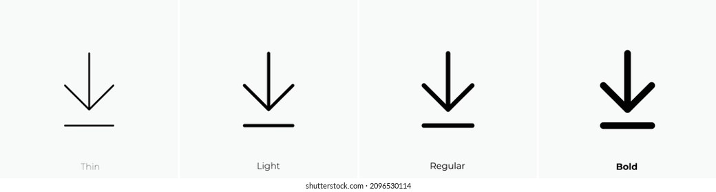 to bottom icon. Thin, Light Regular And Bold style design isolated on white background