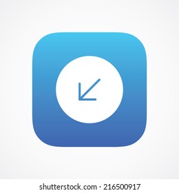 Bottom left arrow icon in flat style on the rounded button