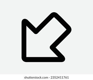 Bottom Left Arrow Line Icon Road Sign Traffic Symbol Direction Position Navigation Escape Route Path Thin Outline Cursor Vector Clipart Illustration