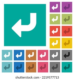 Unten links drehen Pfeil solide mehrfarbige flache Symbole auf einfarbigem Hintergrund. Weiße und dunklere Icon-Variationen für Hover oder aktive Effekte.