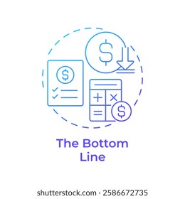 Bottom line blue gradient concept icon. Net profit. Income calculation. Task list, compliance. Round shape line illustration. Abstract idea. Graphic design. Easy to use in infographic, presentation