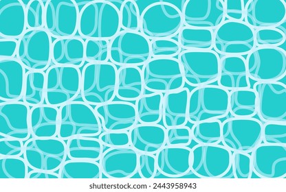 Der Boden des Schwimmbeckens plätschert und reflektiert. Sommer-Hintergrund. Die Textur der Wasseroberfläche. Blick von oben. Vektorgrafik Hintergrund der Abbildung
