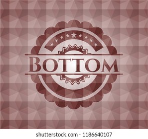 Bottom red emblem or badge with abstract geometric polygonal pattern background. Seamless.