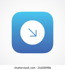 Bottom right arrow icon in flat style on the rounded button