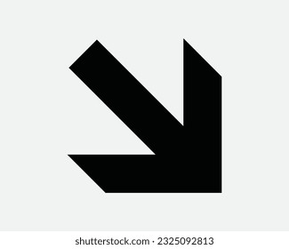 Bottom Right Arrow Icon Point Pointer Southeast Direction Navigation Traffic Road Sign Arrowhead Black White Graphic Clipart Artwork Symbol Vector EPS