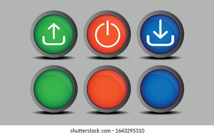 bottom set upload download and play vector design