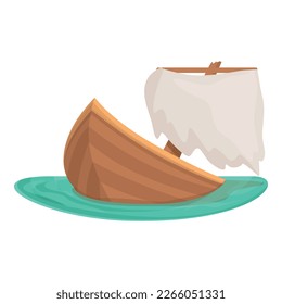 Bottom shipwreck icon cartoon vector. Old ship. Ocean island