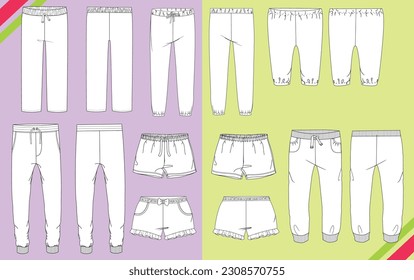 BOTTOM TECHNICAL FASHION FLAT SKETCH COLLECTIONS