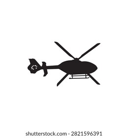 Bottom view helicopter silhouette isolated on white background.