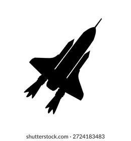 Silueta del transbordador espacial de la vista inferior en estilo plano negro para la misión espacial y los temas aeroespaciales, perfectos para las ilustraciones técnicas, los gráficos de la ciencia, los carteles, y el contenido educativo.
