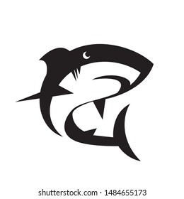 bottom view Swimming shark logo design inspiration