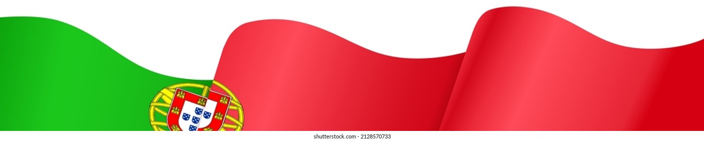 Bottom waving Portugal  flag  isolated  on png or transparent background,Symbol of  Portugal, template for banner,card,advertising ,promote,and business matching country poster, vector 