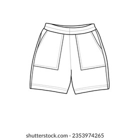 Bottom wear for toddlers. Short fashion flat sketch template vector illustration