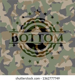 Bottom written on a camouflage texture