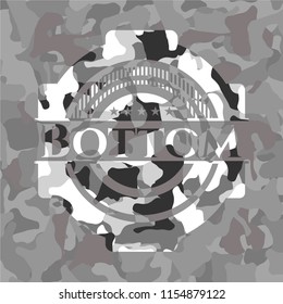 Bottom written on a grey camouflage texture
