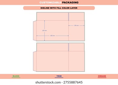 Bottomless cardboard box dieline packaging template for customizable retail shipping use featuring high quality structural printable carton and editable professional die line