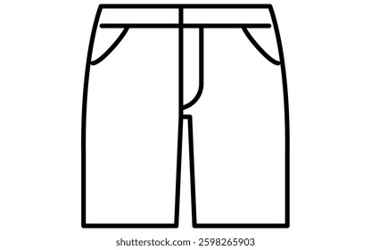 Bottoms, half pants, simple line drawing icon in black and white, Vector Illustration